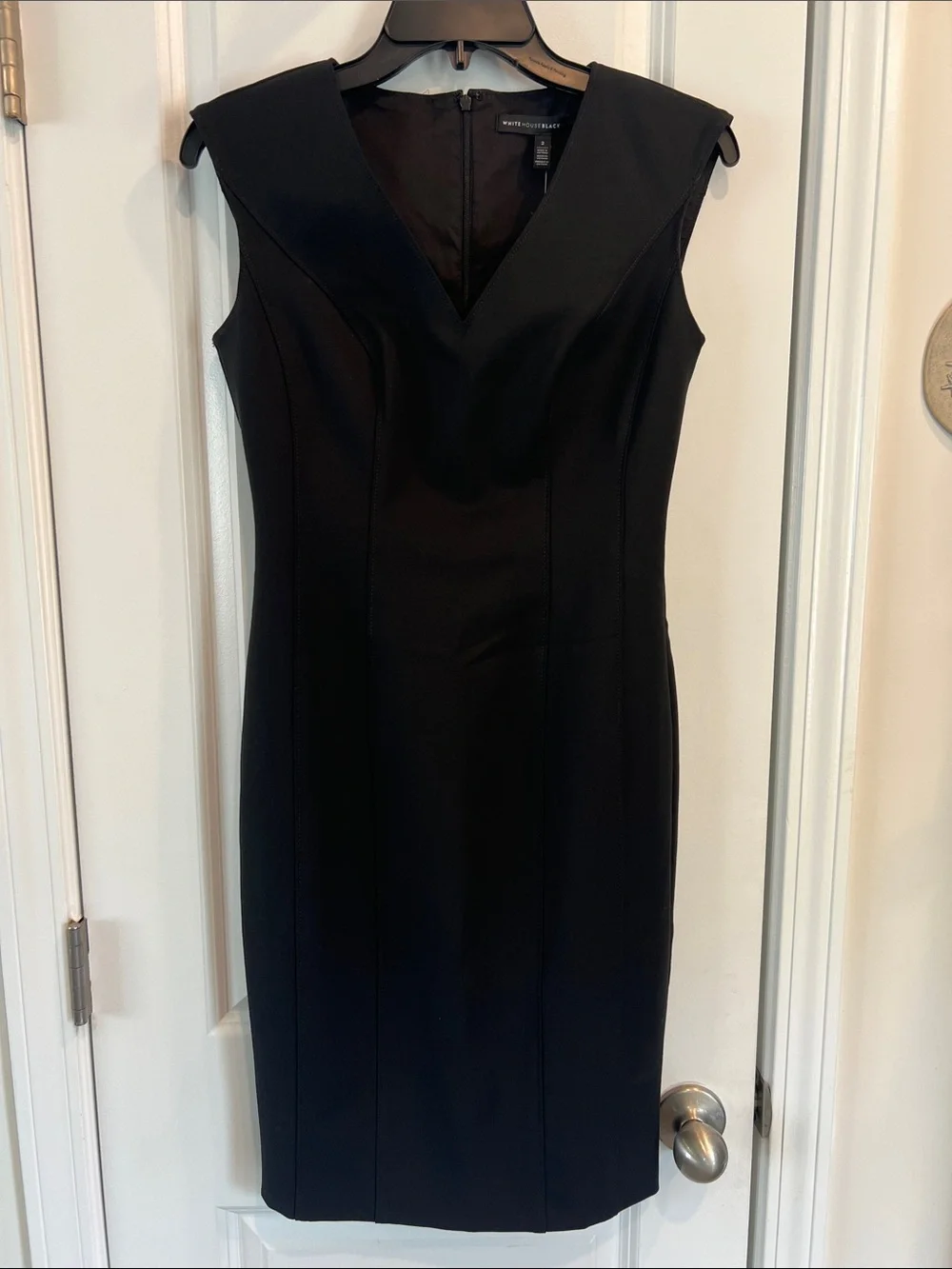NWT White House Black Market Black V-Neck Sheath Dress - Picture 1 of 7